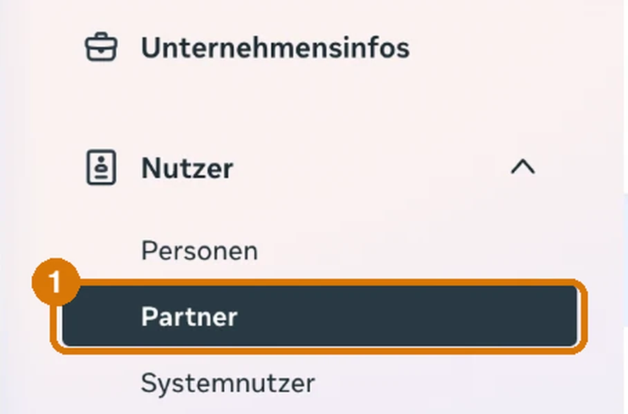 Meta Business Suite: in der linken Leiste unter „Nutzer“ den Punkt „Partner“ öffnen